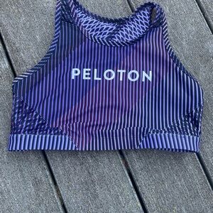 WITH x Peloton Wear It To Heart Sport Bra Purple Print Mesh Back sz L
